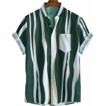 Pánská pruhovaná košile F796 tmavě zelená S