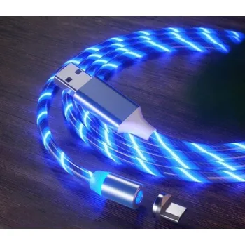 Datový kabel Magnetický USB kabel s LED osvětlením modrá 1