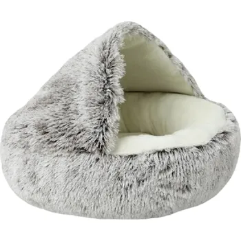 Pelíšek pro kočku Chlupatý pelíšek pro kočky 50 x 50 cm hnědá