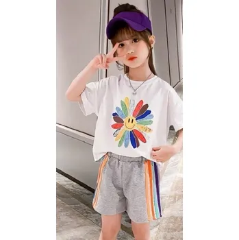 Dívčí tričko a kraťasy L1542 šedá 6