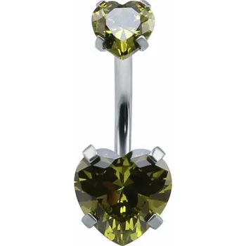 Piercing Piercing do pupíku ve tvaru srdíčka zelená
