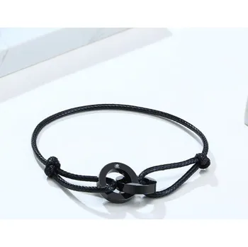 Náramek Provázkový náramek spojené kruhy H487 černá