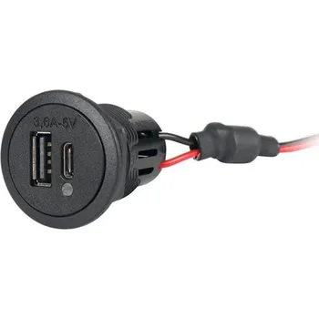 Příslušenství ke karavanu Nabíjecí zásuvka USB-C/A dvojitá 12-24V, výstup 5V DC 3,6A