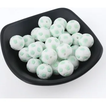Dětské navlékací korálky Silikonové korálky ve tvaru míčků J3219 světle zelená