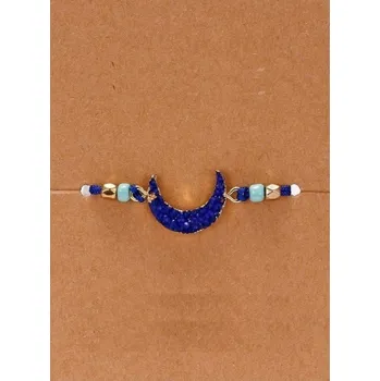 Náramek Provázkový náramek s měsícem tmavě modrá