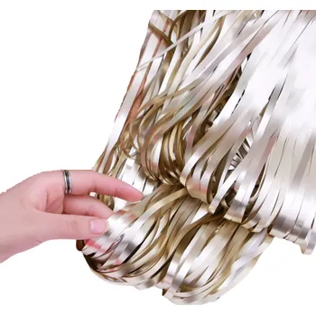 Karnevalový doplněk Párty závěs s třásněmi matný 1 x 1 m krémová