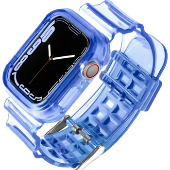 Transparentní silikonový řemínek pro Apple Watch 38 / 40 / 41 mm modrá