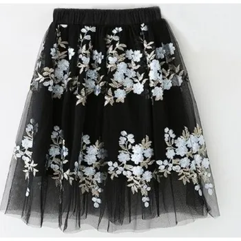 Dívčí sukně Dívčí sukně s květinami L1081 černá 4