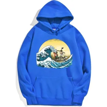 Pánská mikina Pánská mikina s potiskem lodě modrá XS