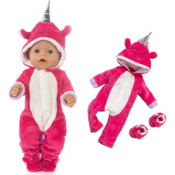 Doplněk pro panenku Overal jednorožec pro panenku tmavě růžová