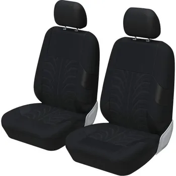 Potah sedadla Sada autopotahů na přední sedadla 2 ks Design otisku pneumatiky Ochranné potahy na autosedačky Polyester Stylový vzor Snadná údržba Airbag kompatibilní černá