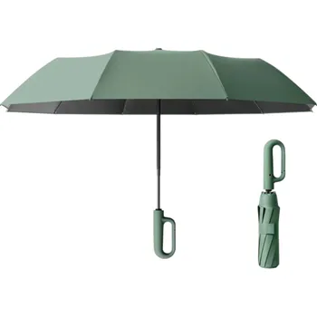 Deštník Silný automatický skládací deštník 125 cm Větruodolný pánský a dámský slunečník s UV ochranou Deštník s rukojetí do každého počasí zelená