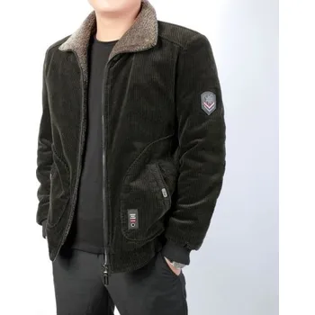 Pánská bunda s kožíškem F1218 tmavě zelená L