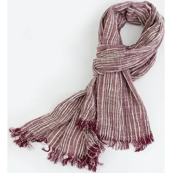 Šála Pánská proužkovaná šála J3057 vínová