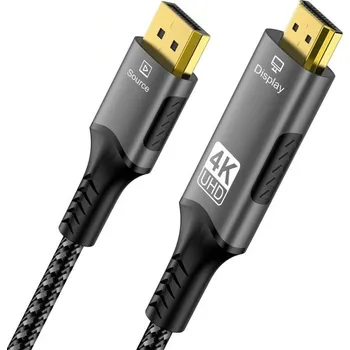 Redukce Redukce DisplayPort samec na HDMI samec 4K 60 Hz 3 m Kabel DP na HDMI Převodník PC Notebook Monitor TV Plug & Play Kvalitní přenos obrazu a zvuku