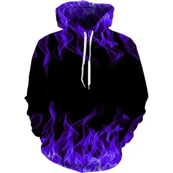 Pánská mikina Pánská mikina s motivem ohně tmavě fialová XL