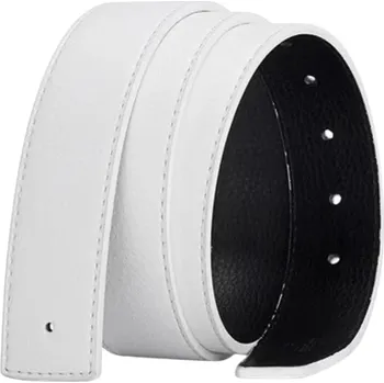 Opasek Děrovaný pásek bez přezky z pravé kůže 3,8 cm Široký kožený opasek na výměnné spony Elegantní pásek z hovězí kůže na každodenní nošení bílá 105 cm