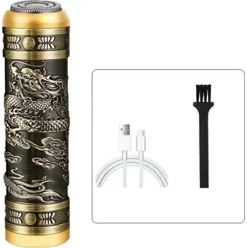 Elektrický bezdrátový holicí strojek s nabíjením přes USB-C kabel Malý holicí strojek s designem čínského draka Voděodolný holicí strojek IPX5 s plovoucími břity Pánský holicí strojek s LED indikátorem baterie