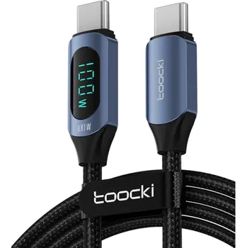 Datový kabel Rychlonabíjecí kabel USB C na USB C 1 m 100W datový kabel PD 6 A LED indikátor Typ C oboustranný modrá