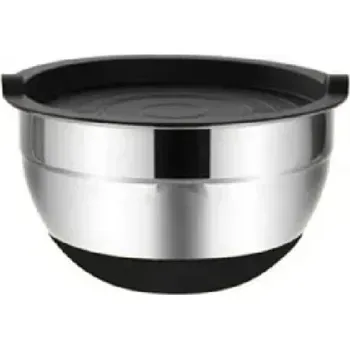 Nerezová mísa na mixování 28 x 13 cm s těsnícím plastovým víkem a protiskluzovým silikonovým dnem Kuchyňská mísa na těsto i krémy