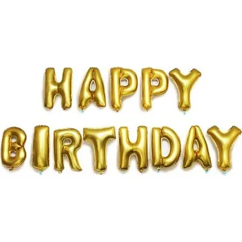 Balónek Sada 13 balónků HAPPY BIRTHDAY - zlatá