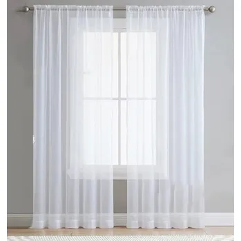 Závěs Bílé průsvitné závěsy se zavěšením na řasící pásce Bílá voálová záclona Vysoce kvalitní vzdušné záclony Moderní tylové závěsy 140 x 230 cm 2 ks