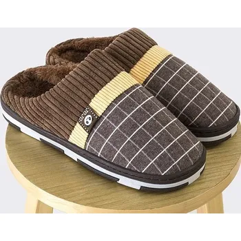 Pánská móda Pánské kostkované bačkory hnědá 40