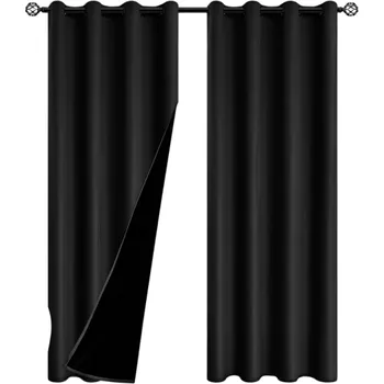Závěs Zatemňovací závěs do ložnice a obývacího pokoje Neprůhledné závěsy izolující teplo Celostínící závěsy s průchodkou Závěsy zabraňující světlu a hluku 300 x 260 cm černá