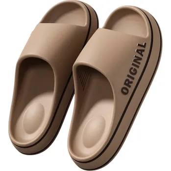 Pánská obuv Pánské pantofle s moderním designem a zvýšenou podrážkou Měkký a lehký materiál Pohodlné domácí nazouváky Ergonomický tvar Stylová koupelnová obuv hnědá 42-43