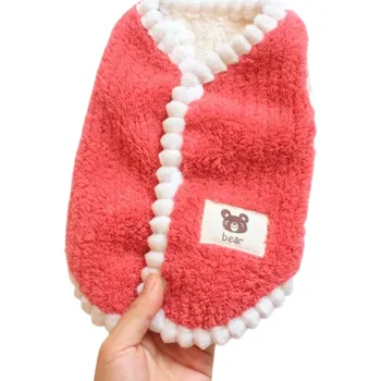 Obleček pro psa Zimní teplý kabátek pro psy 4 - 5 kg Fleece Hřejivý obleček pro malé a střední psy Teplá psí bunda s podšívkou Ochrana proti chladu Pohodlný střih růžová