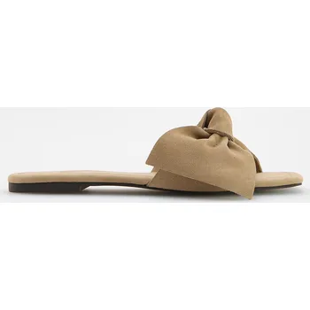 Dámské pantofle Reserved - Semišové pantofle s mašlí - béžová - 543CP-80X - 543CP-80X-38