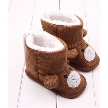 Dívčí bačkory Dětské bavlněné zimní capáčky hnědá 6-12 měsíců