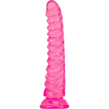 Vibrátor Silikonové dildo s vroubky 22 x 4cm s přísavkou pro použití bez rukou, diskrétní balení pro vaše pohodlí a soukromí. růžová