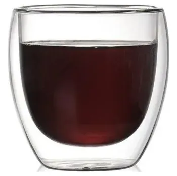 Skleněný šálek s dvojitou stěnou 250 ml Tepelně odolný termo hrnek bez ucha Elegantní skleněný hrneček na čaj, kávu, latté i horkou čokoládu