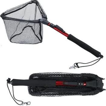 Rybářská síť Teleskopický skládací rybářský podběrák 65 cm Kompaktní podběrák na ryby Odolná síťka Rychlé složení Snadné přenášení Rybářská pomůcka červená