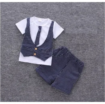 Chlapecký set ve stylu obleku s kravatou J1335 modrá 4