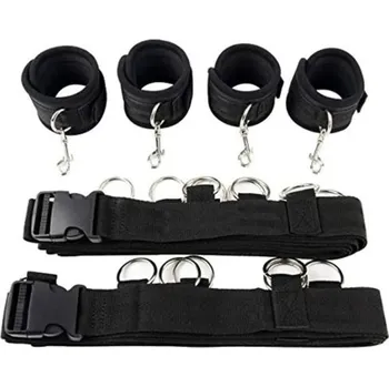 Vibrátor Sada pout a popruhů pro BDSM hrátky, připoutání k posteli, nastavitelná velikost, diskrétní balení pro pohodlí a soukromí černá