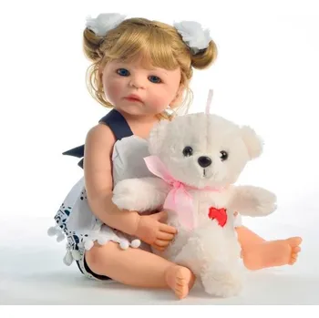 Panenka Silikonová panenka s culíky 55 cm