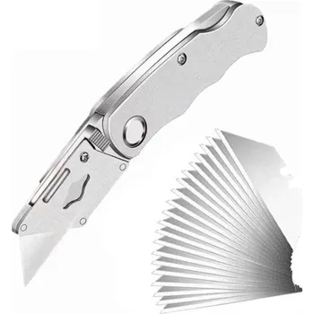 Multifunkční nůž Skládací nůž 15 cm s 10 náhradními čepelemi Řezací nůž na karton Tapetovací nůž na koberec Hobby nůž pro kutily Do dílny i na stavbu