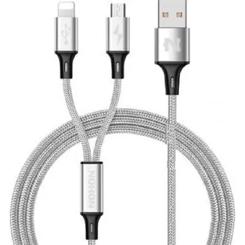 Datový kabel Nabíjecí USB kabel pro Micro USB / Lightning stříbrná