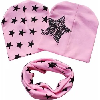 Šála Dětský set - 2 ks čepice + nákrčník růžová