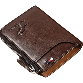 Peněženka Pánská peněženka na zip 10 x 12 cm PU kůže Neutrální barvy Přihrádky na karty Přední přihrádka Kompaktní stylová peněženka pro muže tmavě hnědá