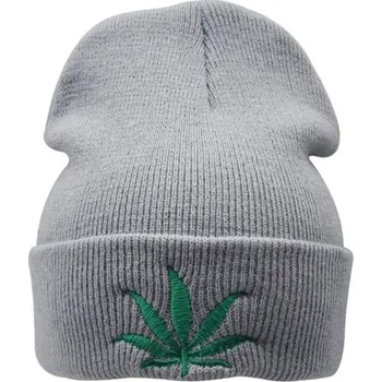 Čepice Zimní čepice s potiskem konopí šedá