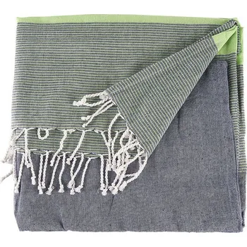 Koberec Gift Decor Bavlněná deka s třásněmi Pruhy Zelená (160 x 200 cm)