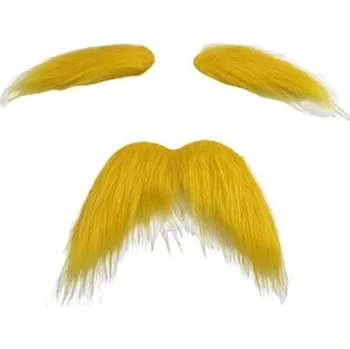 Karnevalová maska Sada žluté falešné obočí a dlouhý knír Samolepicí kostýmový doplněk Cosplay Karneval Asterix Halloween Divadelní rekvizita