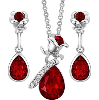 Náhrdelník Dámská sada náhrdelník a náušnice s motivem růže stříbrná