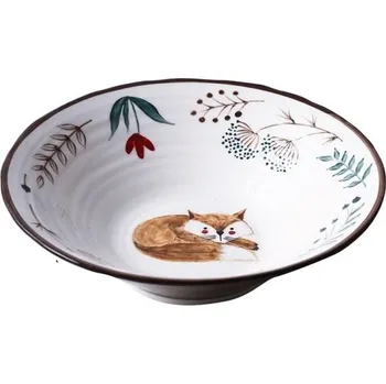 Talíř Malovaný talíř se zvířaty tmavě hnědá