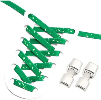 Tkaničky do bot Ploché elastické tkaničky do bot bez zavazování 100 cm Polyesterové tkaničky s kovovým zámkem Rychlé obouvání pro sportovní obuv zeleno-bílá