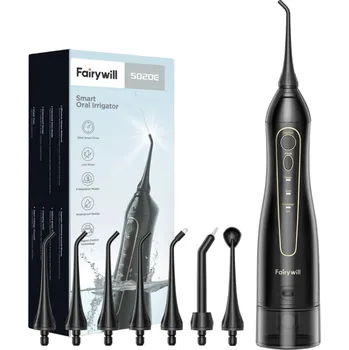 Ústní sprcha Přenosný ústní irigátor pro čištění mezizubních prostor 300 ml Ústní sprcha se 7 nástavci Bezdrátový elektrický dentální irigátor pro ústní hygienu 20 x 5 cm černá