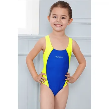 Dívčí plavky Dívčí dvoubarevné plavky J1262 žlutá 4